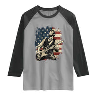 Vintage Abraham Lincoln Playing Electric Guitar Raglan Shirt Patriotic Rocker Gift