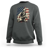 Vintage Abraham Lincoln Playing Electric Guitar Sweatshirt Patriotic Rocker Gift