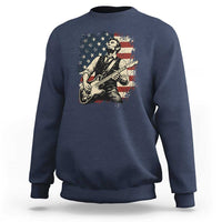 Vintage Abraham Lincoln Playing Electric Guitar Sweatshirt Patriotic Rocker Gift