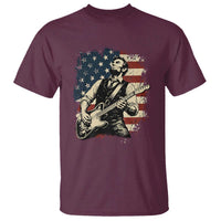 Vintage Abraham Lincoln Playing Electric Guitar T Shirt Patriotic Rocker Gift