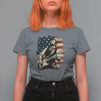 Vintage Abraham Lincoln Playing Electric Guitar T Shirt For Women Patriotic Rocker Gift