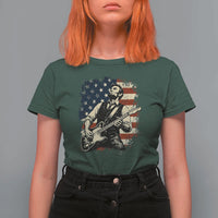 Vintage Abraham Lincoln Playing Electric Guitar T Shirt For Women Patriotic Rocker Gift