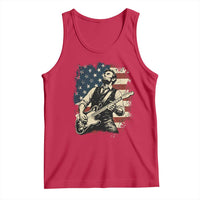Vintage Abraham Lincoln Playing Electric Guitar Tank Top Patriotic Rocker Gift