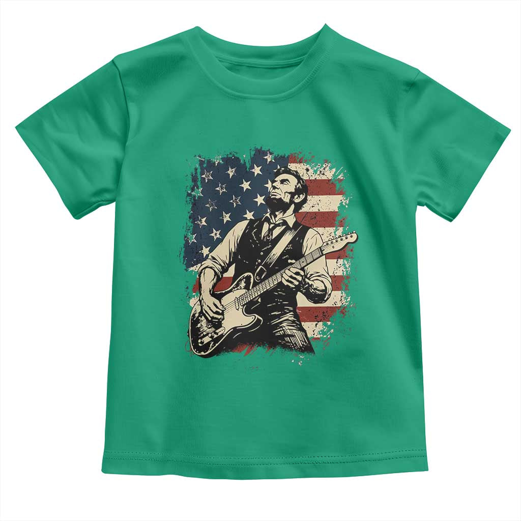 Vintage Abraham Lincoln Playing Electric Guitar Toddler T Shirt Patriotic Rocker Gift
