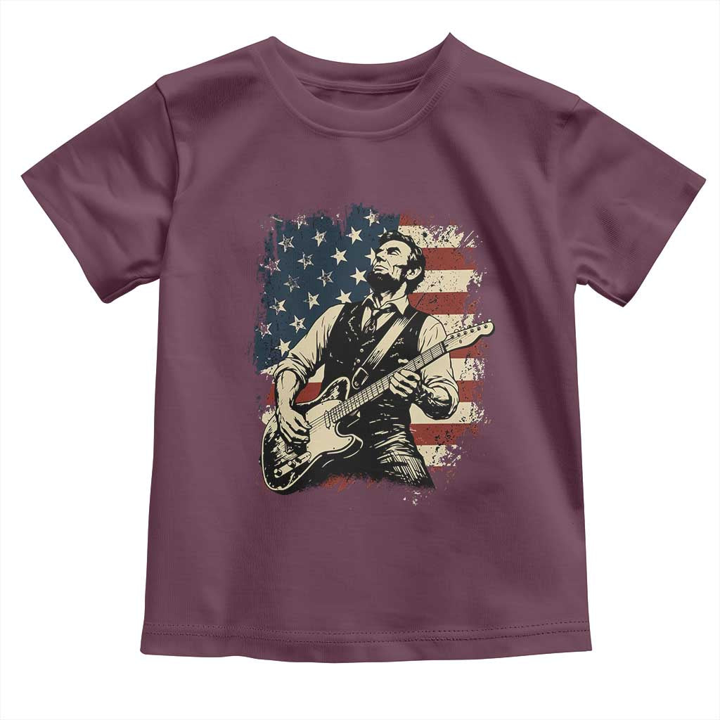 Vintage Abraham Lincoln Playing Electric Guitar Toddler T Shirt Patriotic Rocker Gift