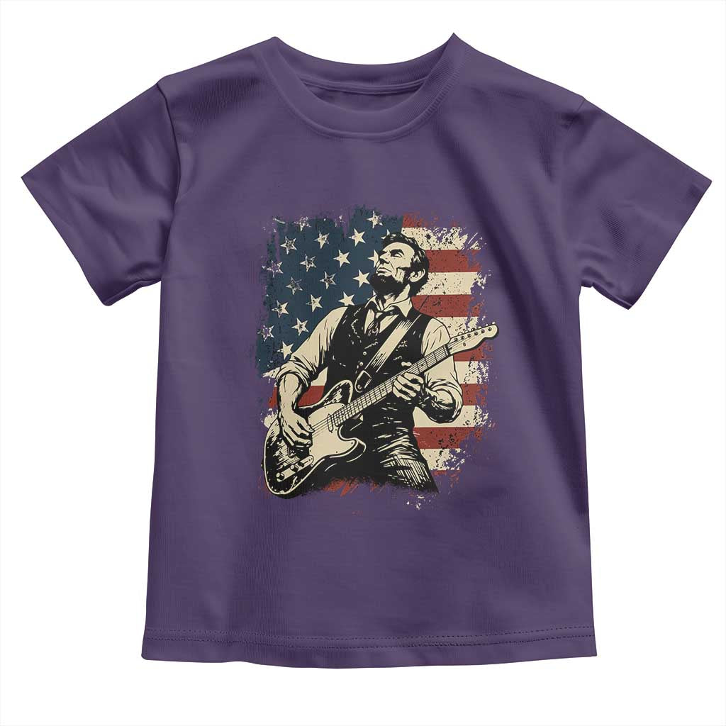 Vintage Abraham Lincoln Playing Electric Guitar Toddler T Shirt Patriotic Rocker Gift