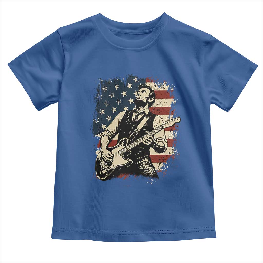 Vintage Abraham Lincoln Playing Electric Guitar Toddler T Shirt Patriotic Rocker Gift