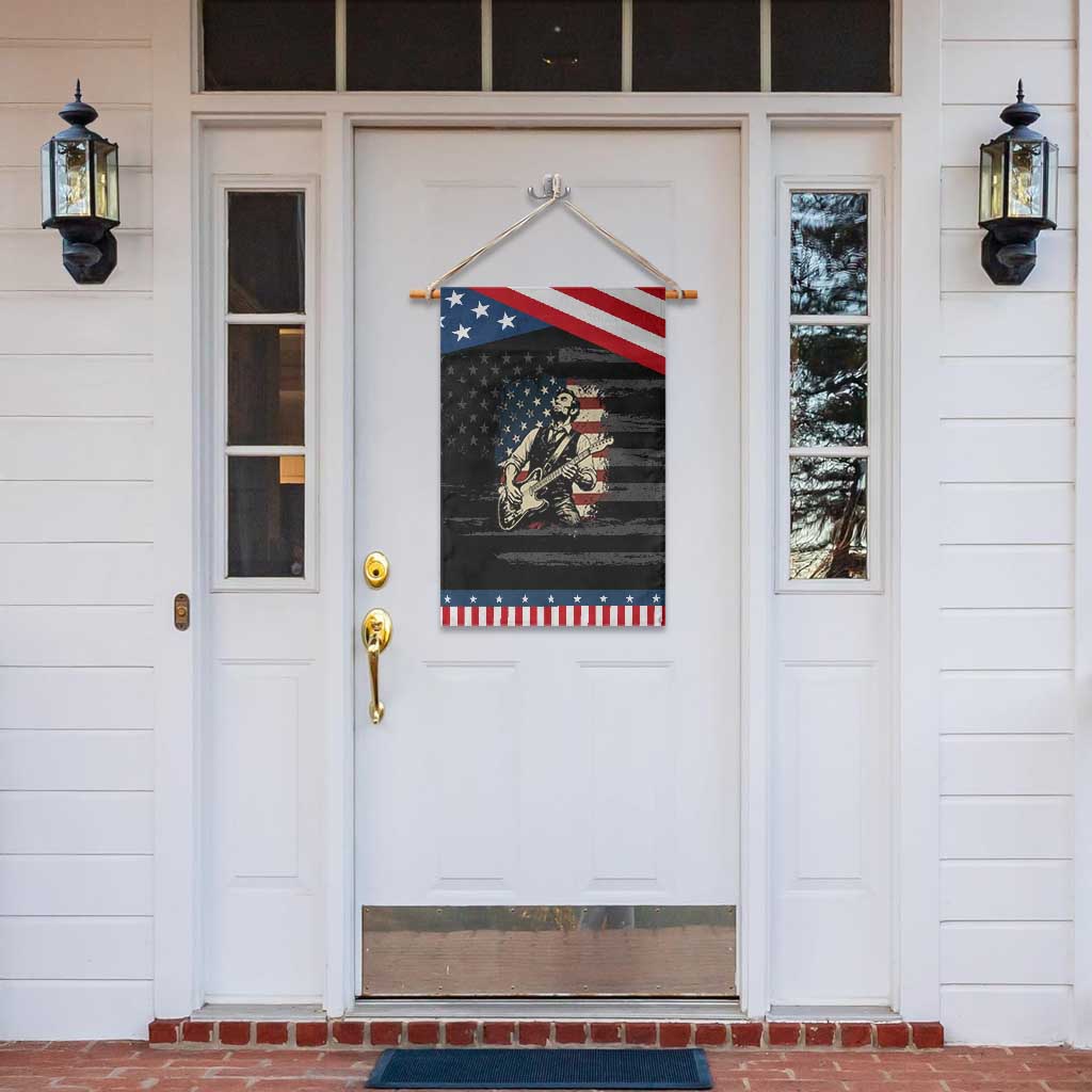 Vintage Abraham Lincoln Playing Electric Guitar Garden Flag Patriotic Rocker Gift