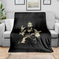 Rock And Roll Abraham Lincoln Playing Guitar Throw Blanket Vintage Patriotic Music Gift