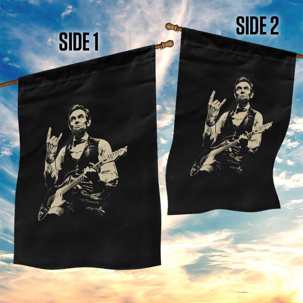 Rock And Roll Abraham Lincoln Playing Guitar Garden Flag Vintage Patriotic Music Gift