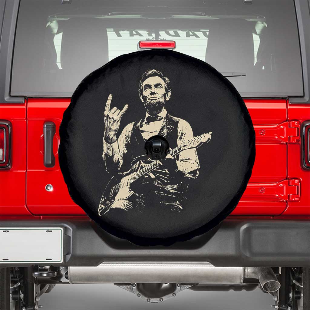 Rock And Roll Abraham Lincoln Playing Guitar Spare Tire Cover Vintage Patriotic Music Gift