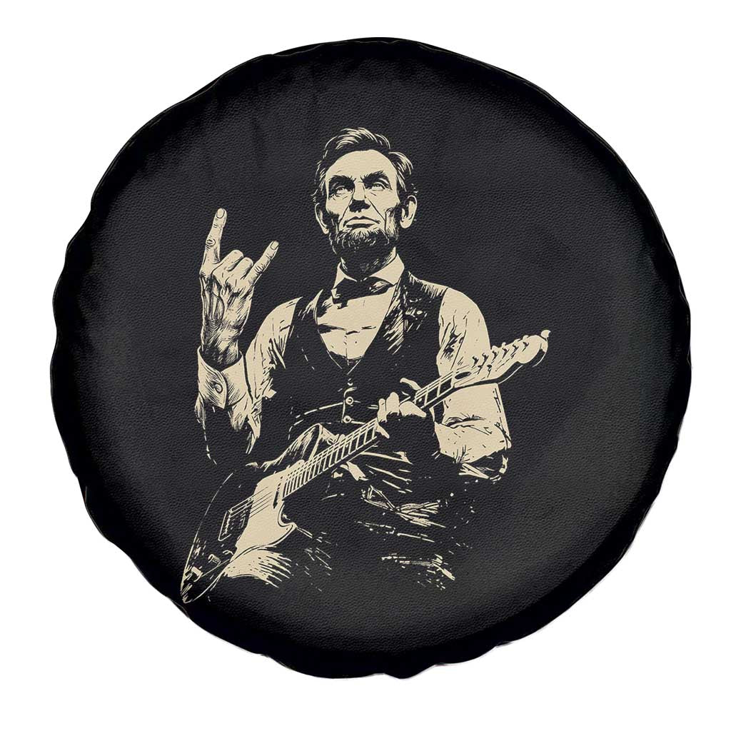 Rock And Roll Abraham Lincoln Playing Guitar Spare Tire Cover Vintage Patriotic Music Gift