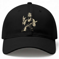 Rock And Roll Abraham Lincoln Playing Guitar Baseball Cap Vintage Patriotic Music Gift