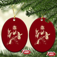 Rock And Roll Abraham Lincoln Playing Guitar Ceramic Ornament Vintage Patriotic Music Gift