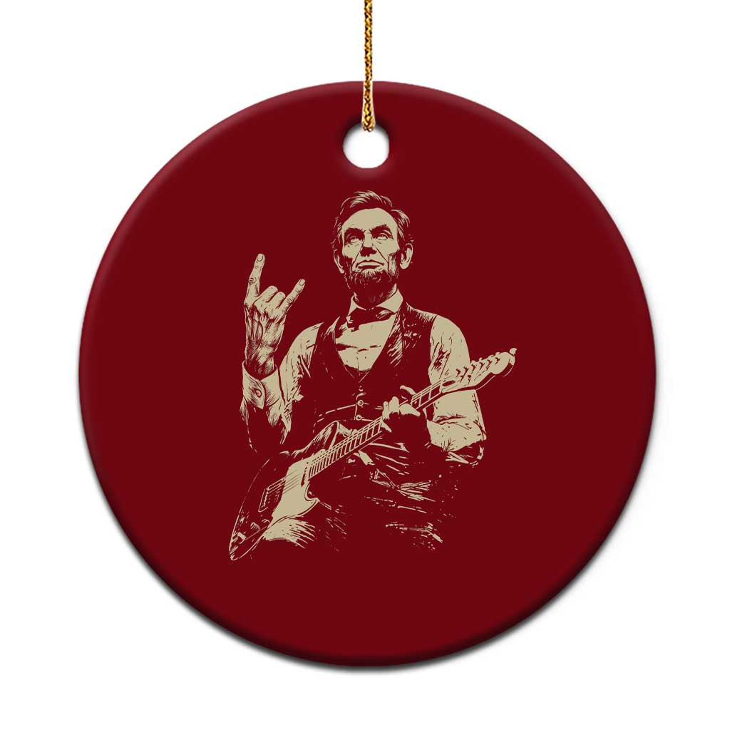 Rock And Roll Abraham Lincoln Playing Guitar Ceramic Ornament Vintage Patriotic Music Gift