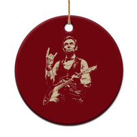 Rock And Roll Abraham Lincoln Playing Guitar Ceramic Ornament Vintage Patriotic Music Gift
