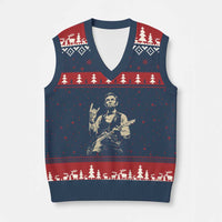 Rock And Roll Abraham Lincoln Playing Guitar V-Neck Knit Sweater Vest Vintage Patriotic Music Gift