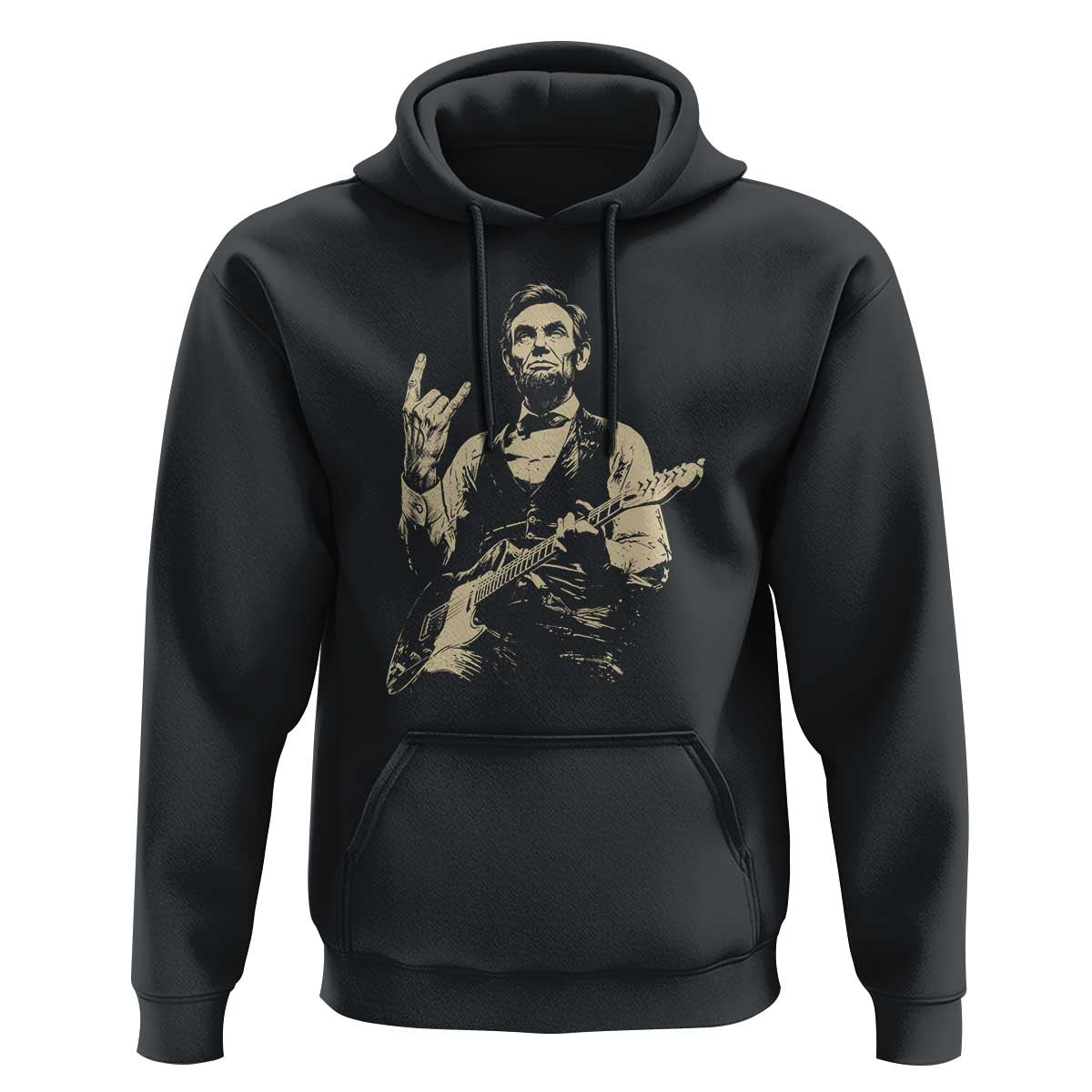 Rock And Roll Abraham Lincoln Playing Guitar Hoodie Vintage Patriotic Music Gift
