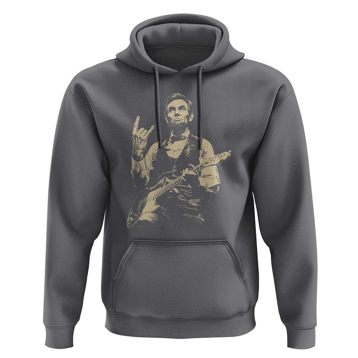 Rock And Roll Abraham Lincoln Playing Guitar Hoodie Vintage Patriotic Music Gift