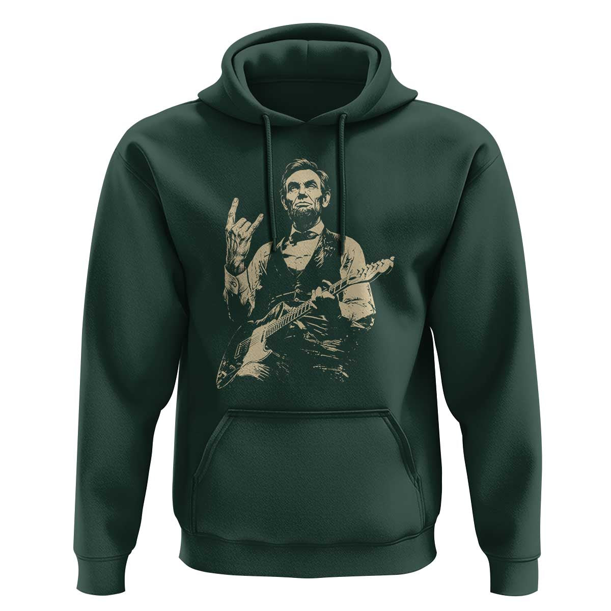 Rock And Roll Abraham Lincoln Playing Guitar Hoodie Vintage Patriotic Music Gift