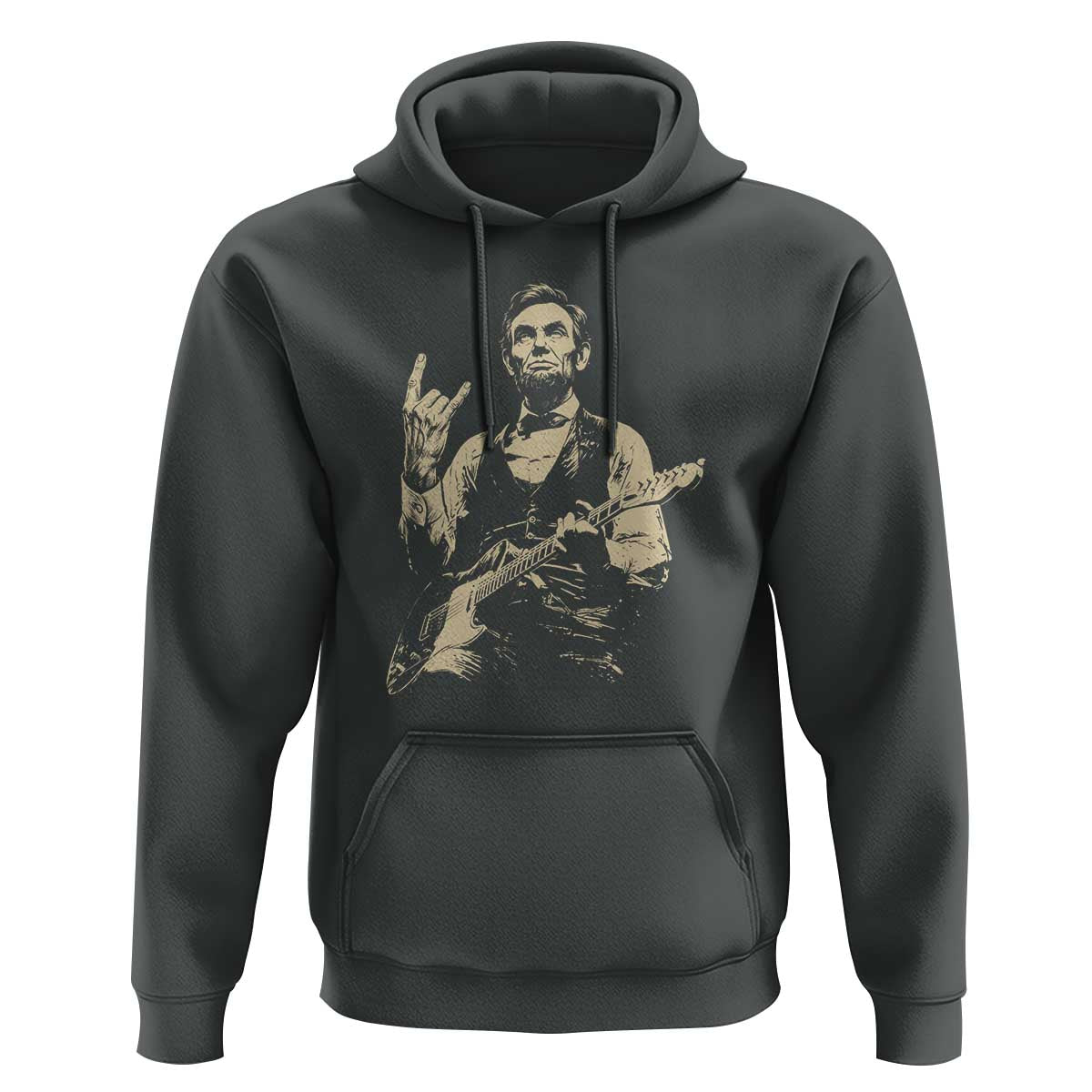 Rock And Roll Abraham Lincoln Playing Guitar Hoodie Vintage Patriotic Music Gift