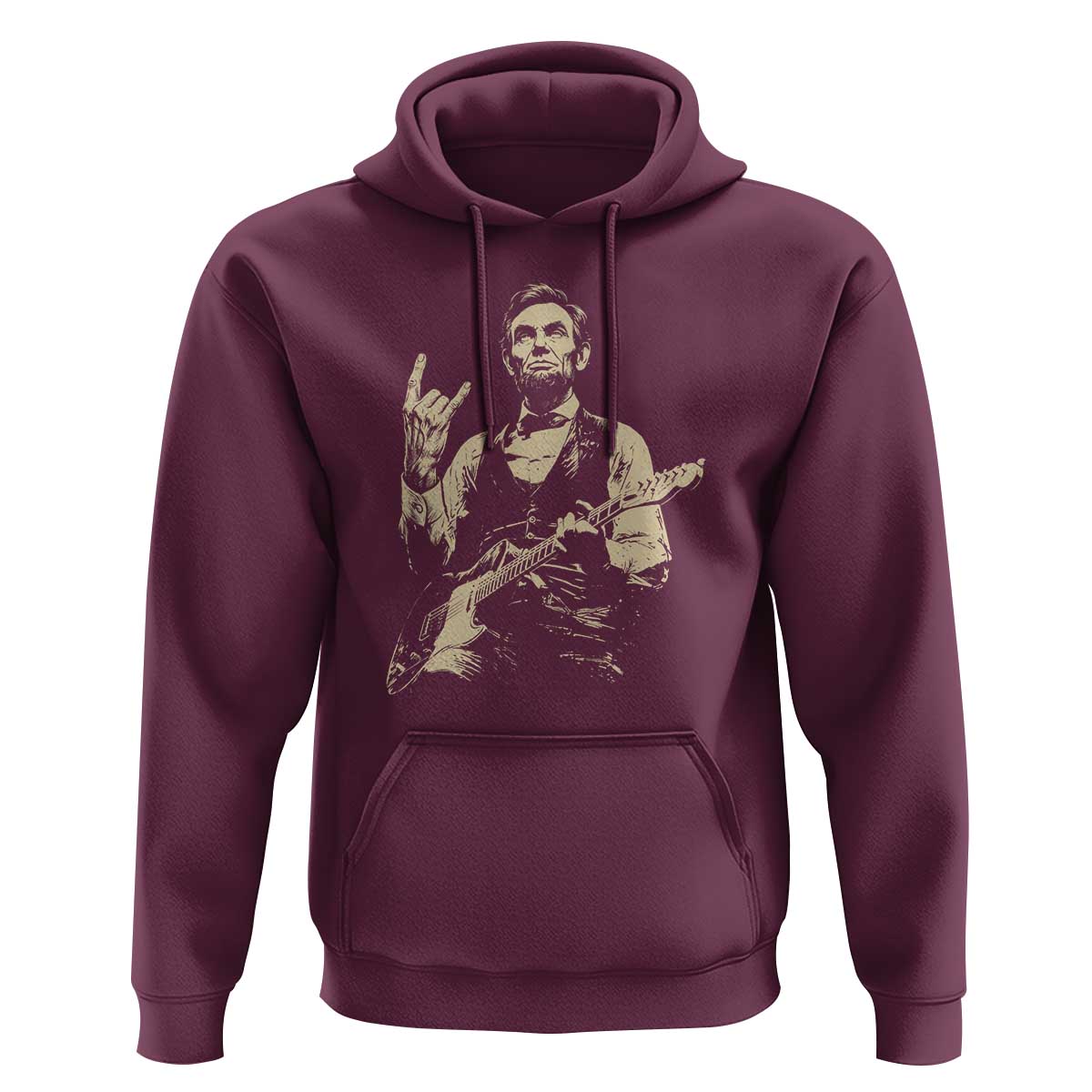 Rock And Roll Abraham Lincoln Playing Guitar Hoodie Vintage Patriotic Music Gift