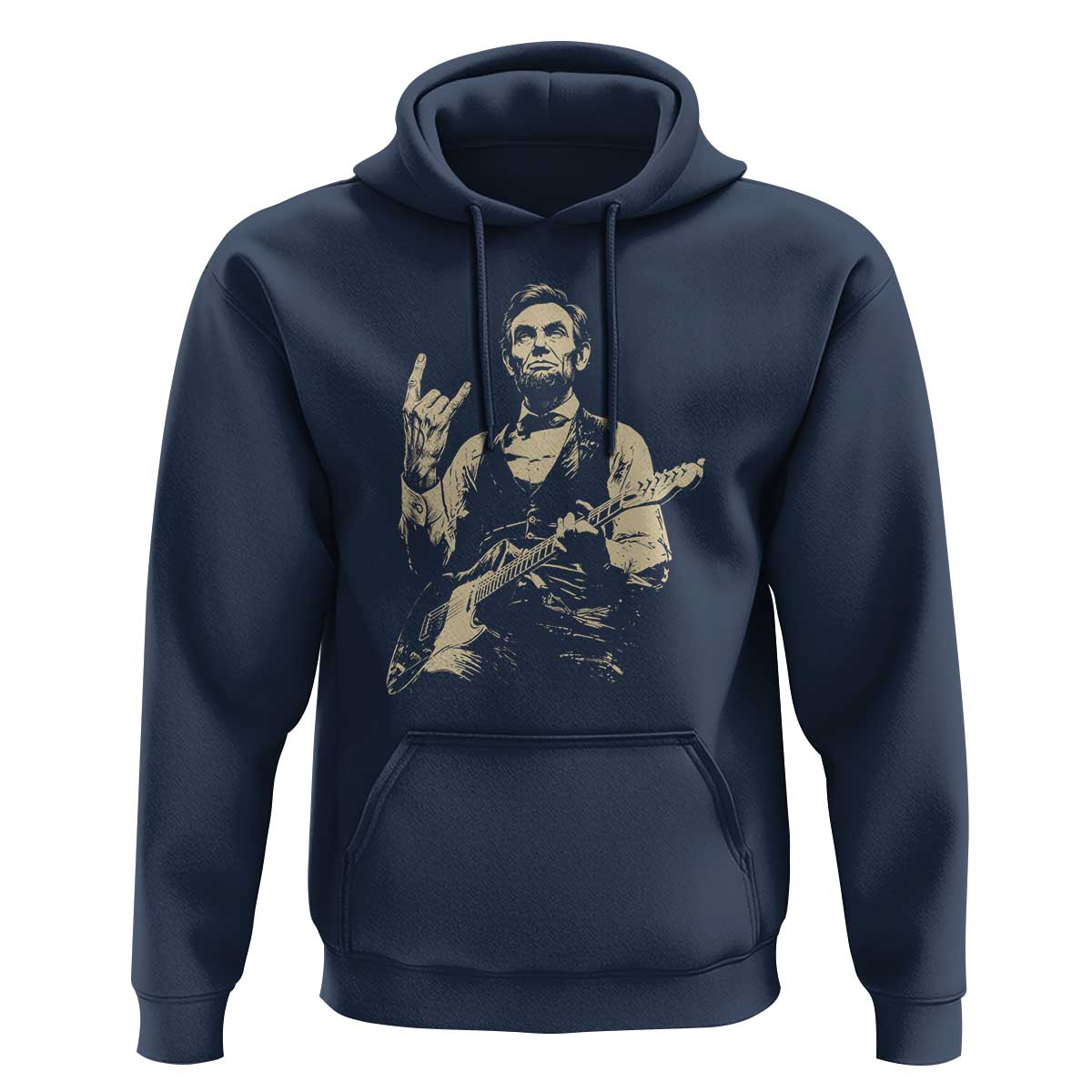 Rock And Roll Abraham Lincoln Playing Guitar Hoodie Vintage Patriotic Music Gift