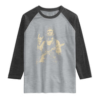 Rock And Roll Abraham Lincoln Playing Guitar Raglan Shirt Vintage Patriotic Music Gift
