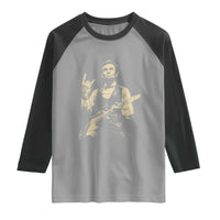 Rock And Roll Abraham Lincoln Playing Guitar Raglan Shirt Vintage Patriotic Music Gift