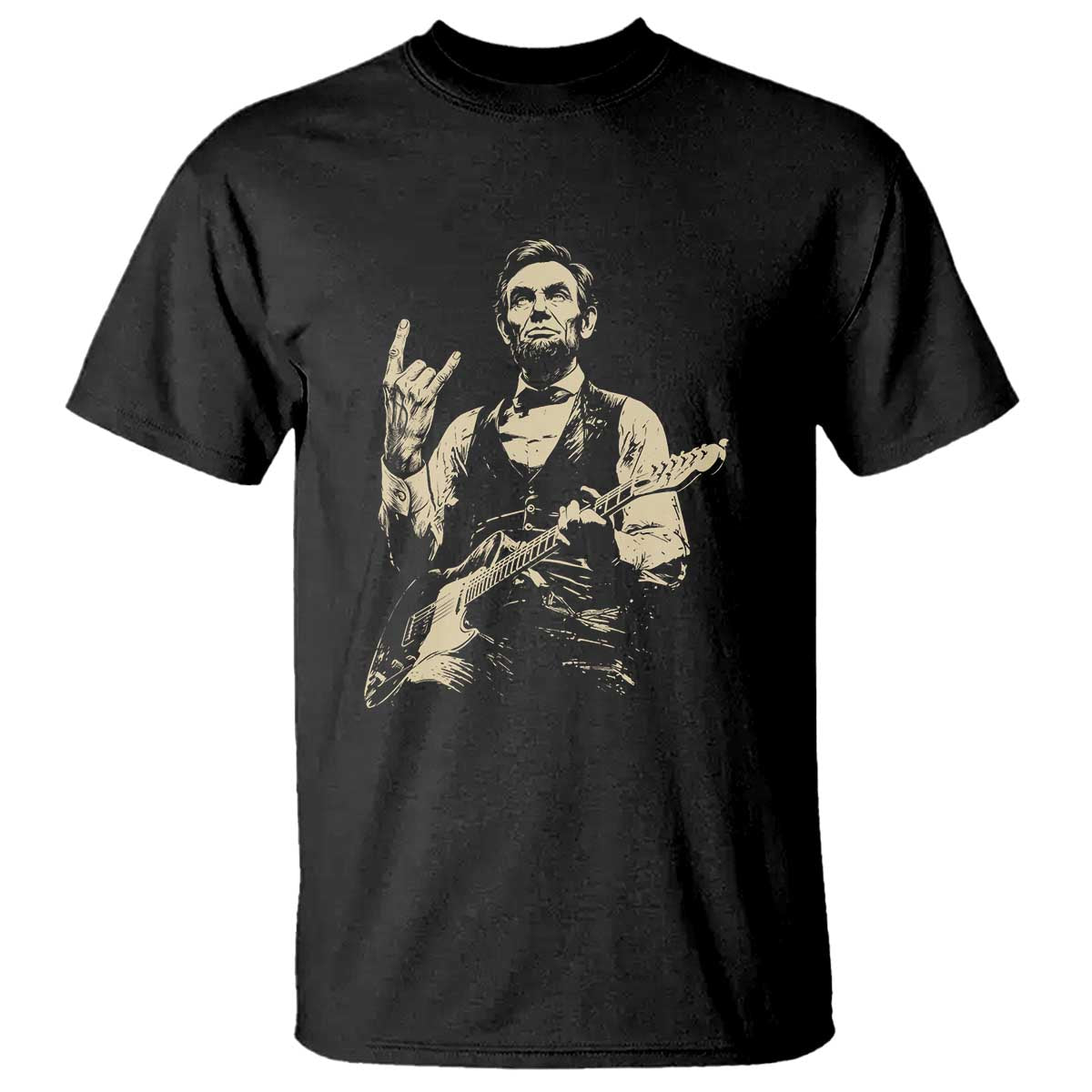 Rock And Roll Abraham Lincoln Playing Guitar T Shirt Vintage Patriotic Music Gift