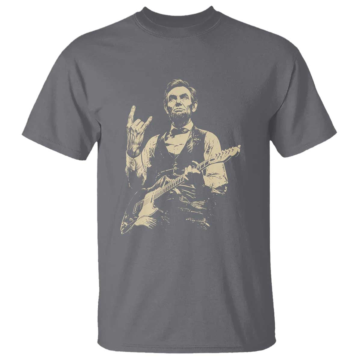 Rock And Roll Abraham Lincoln Playing Guitar T Shirt Vintage Patriotic Music Gift