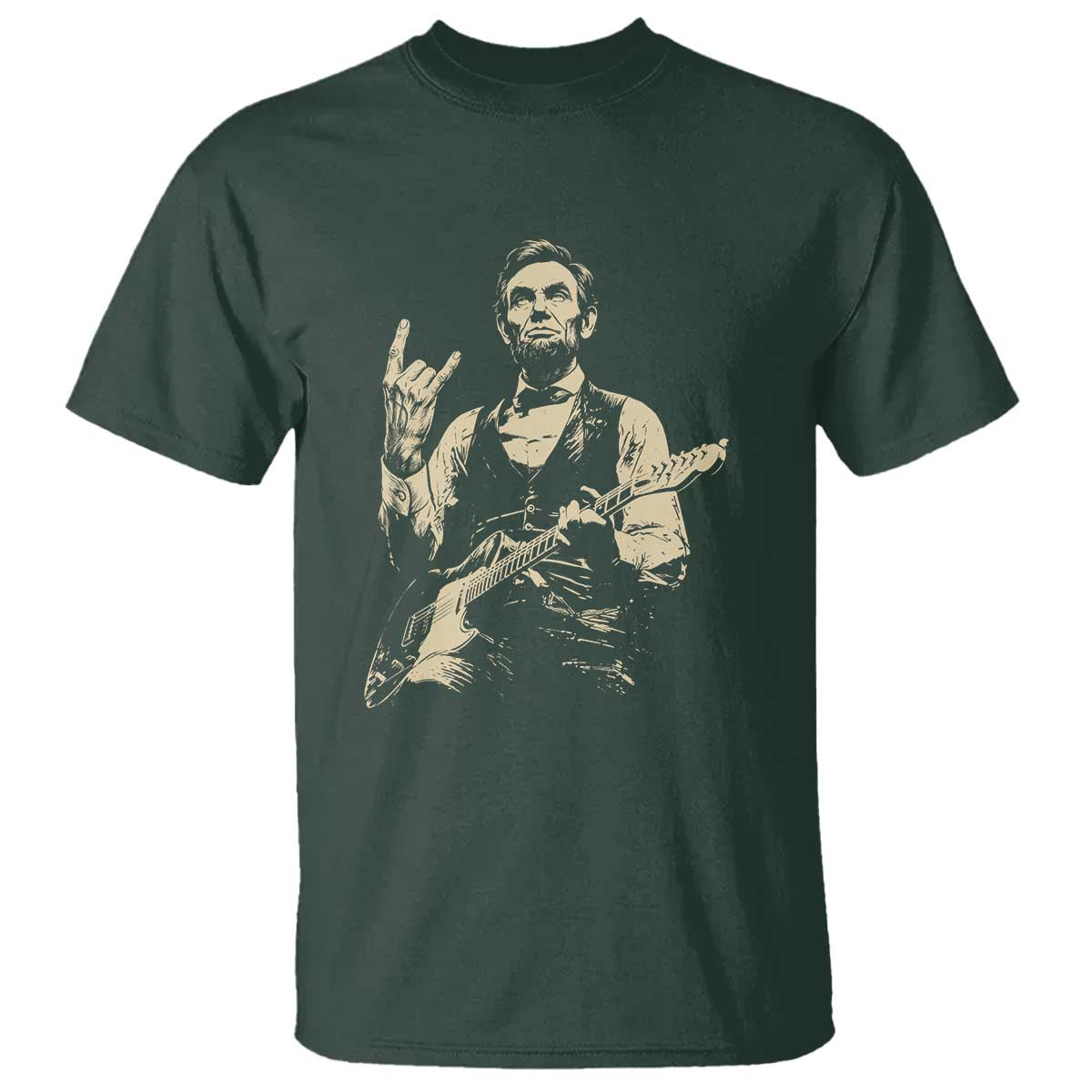 Rock And Roll Abraham Lincoln Playing Guitar T Shirt Vintage Patriotic Music Gift