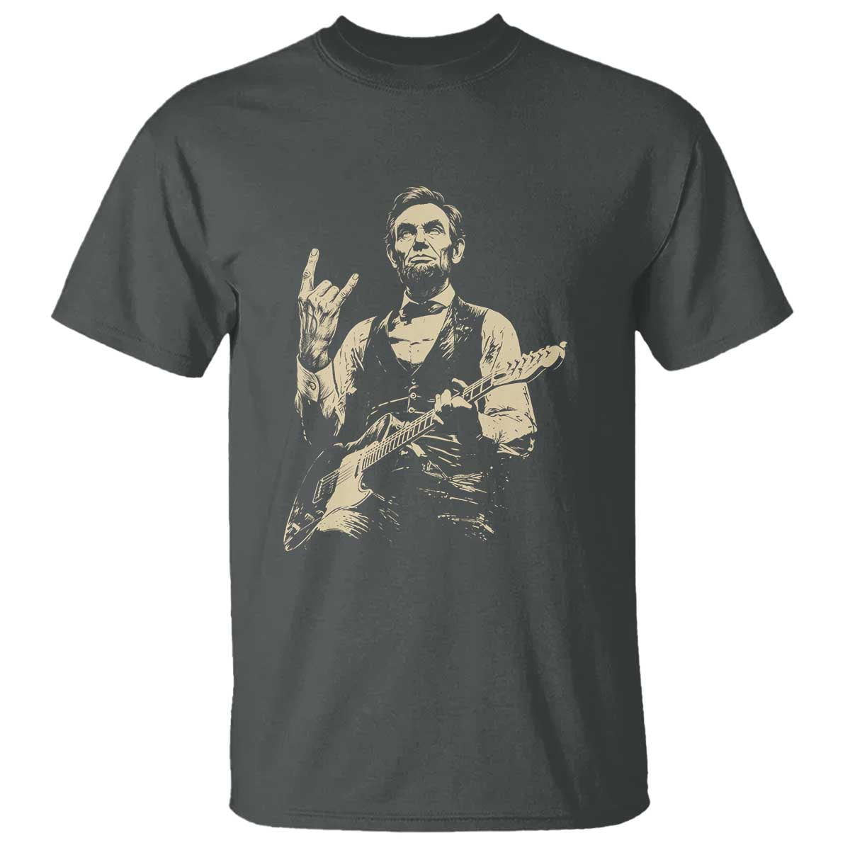 Rock And Roll Abraham Lincoln Playing Guitar T Shirt Vintage Patriotic Music Gift