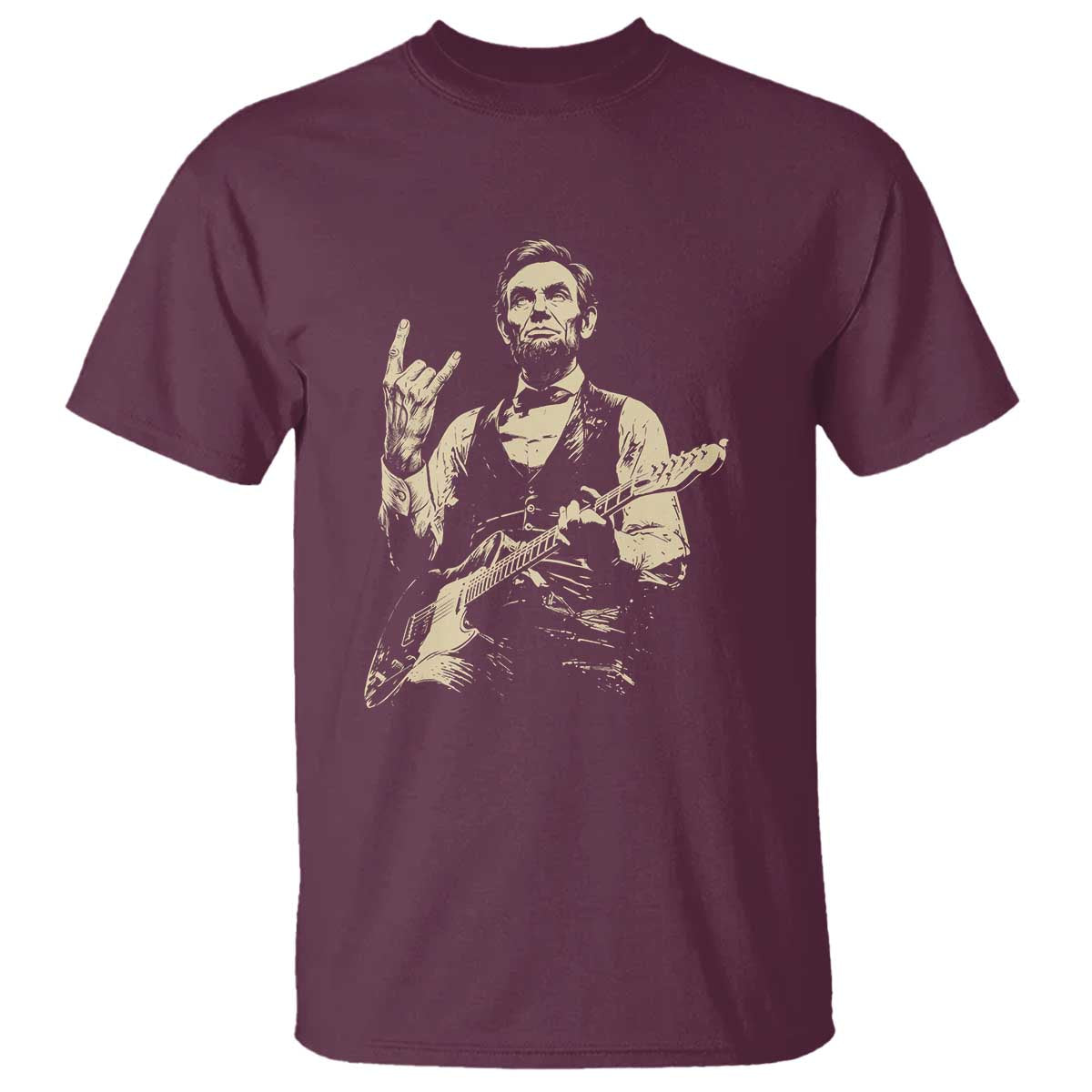 Rock And Roll Abraham Lincoln Playing Guitar T Shirt Vintage Patriotic Music Gift