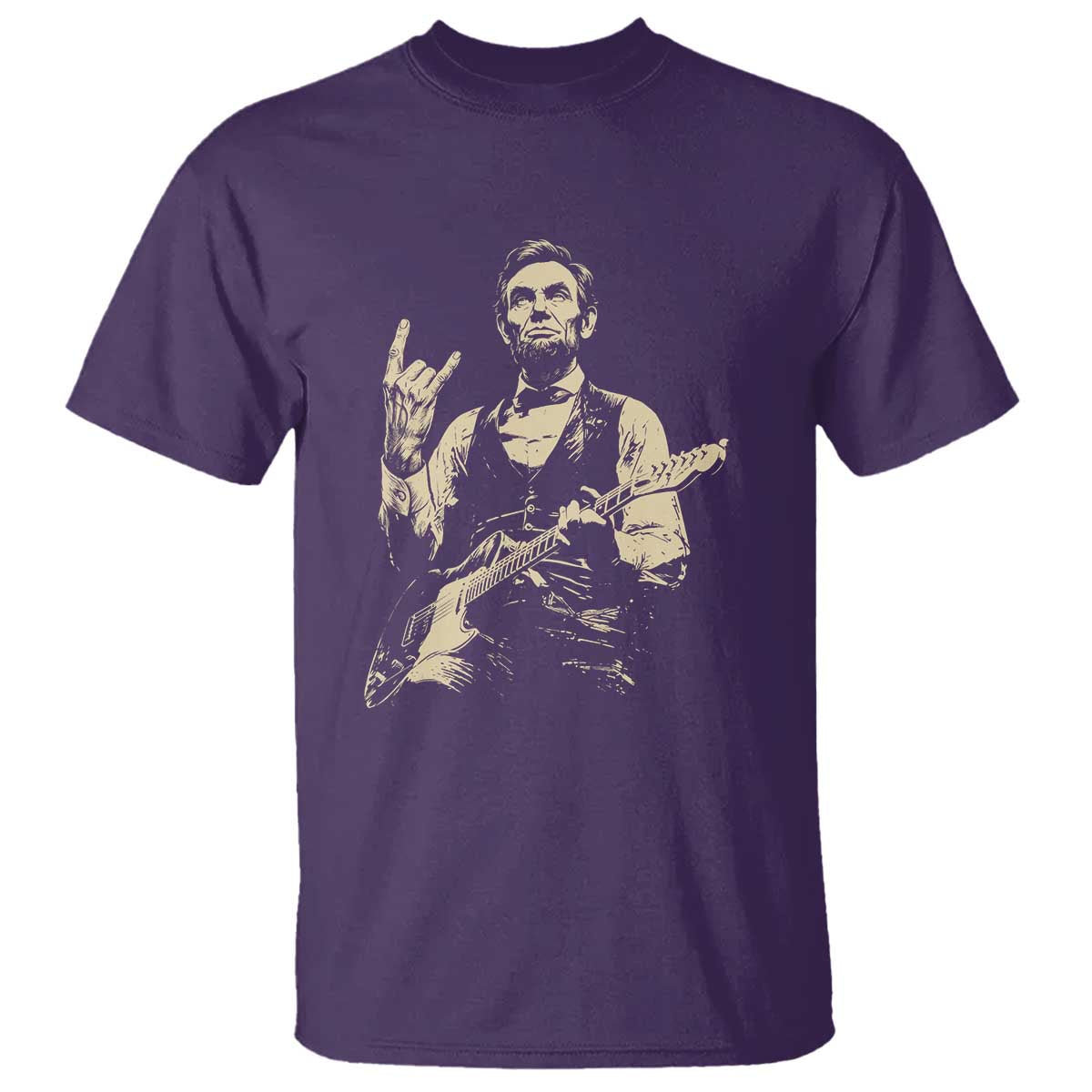 Rock And Roll Abraham Lincoln Playing Guitar T Shirt Vintage Patriotic Music Gift