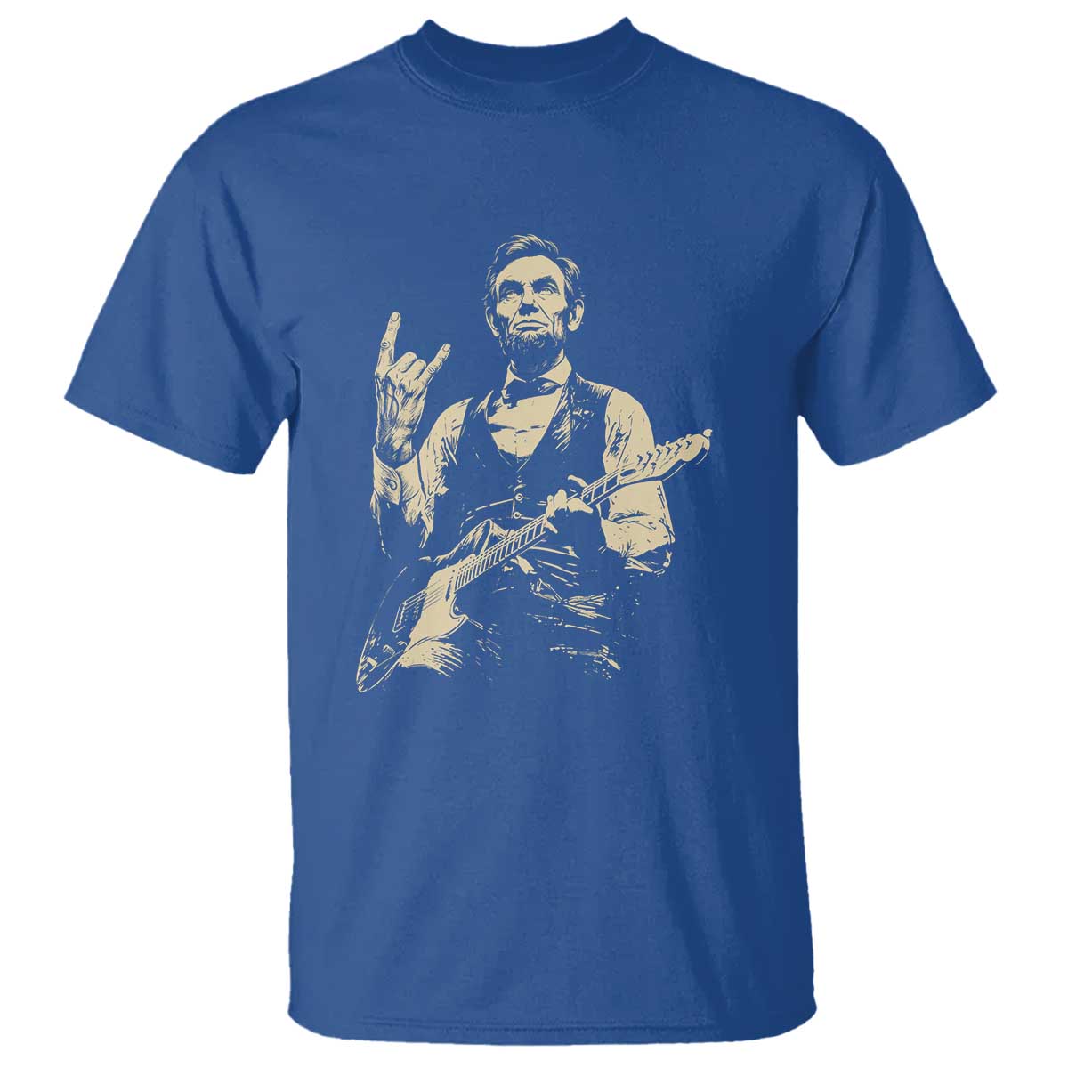 Rock And Roll Abraham Lincoln Playing Guitar T Shirt Vintage Patriotic Music Gift