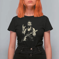 Rock And Roll Abraham Lincoln Playing Guitar T Shirt For Women Vintage Patriotic Music Gift