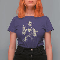 Rock And Roll Abraham Lincoln Playing Guitar T Shirt For Women Vintage Patriotic Music Gift