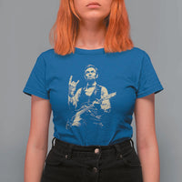 Rock And Roll Abraham Lincoln Playing Guitar T Shirt For Women Vintage Patriotic Music Gift