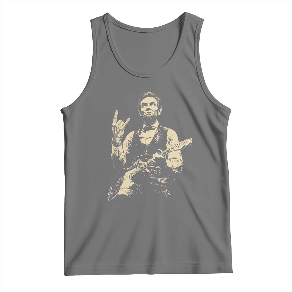 Rock And Roll Abraham Lincoln Playing Guitar Tank Top Vintage Patriotic Music Gift