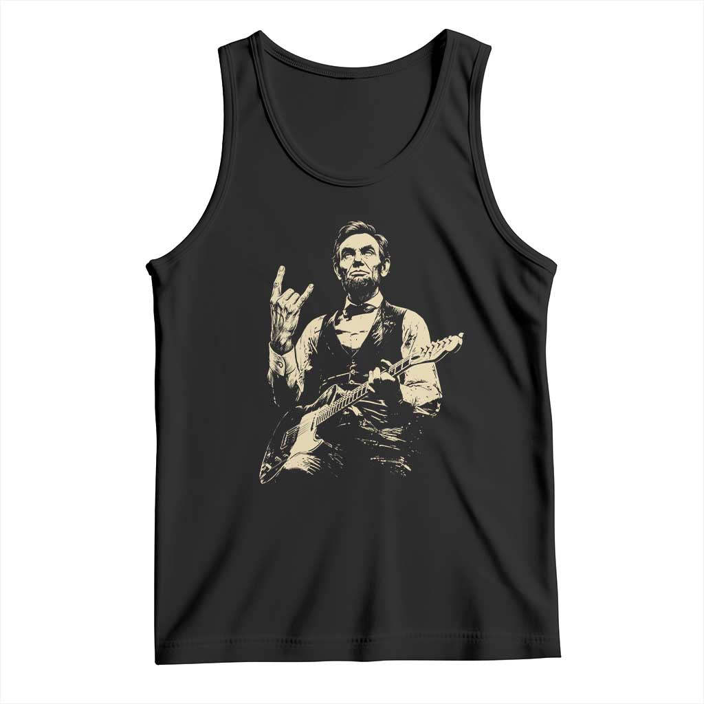 Rock And Roll Abraham Lincoln Playing Guitar Tank Top Vintage Patriotic Music Gift
