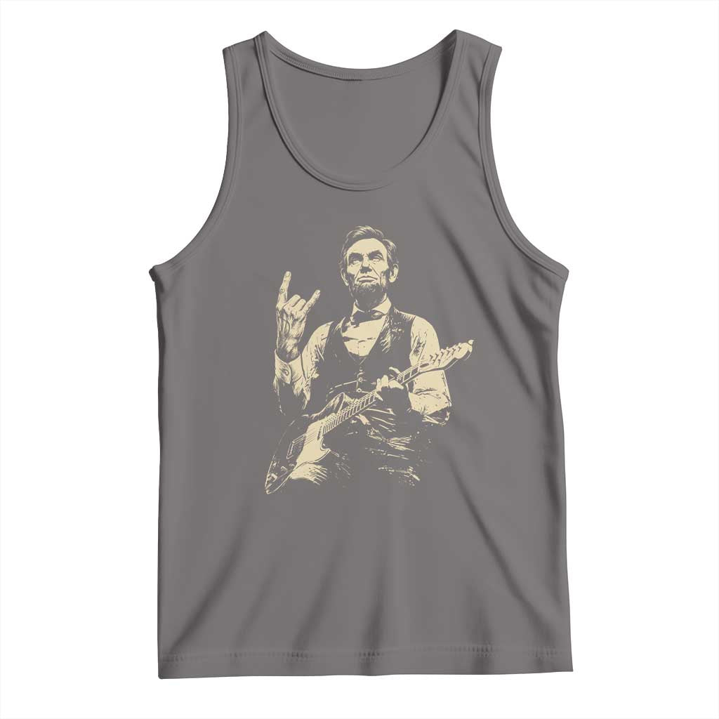 Rock And Roll Abraham Lincoln Playing Guitar Tank Top Vintage Patriotic Music Gift