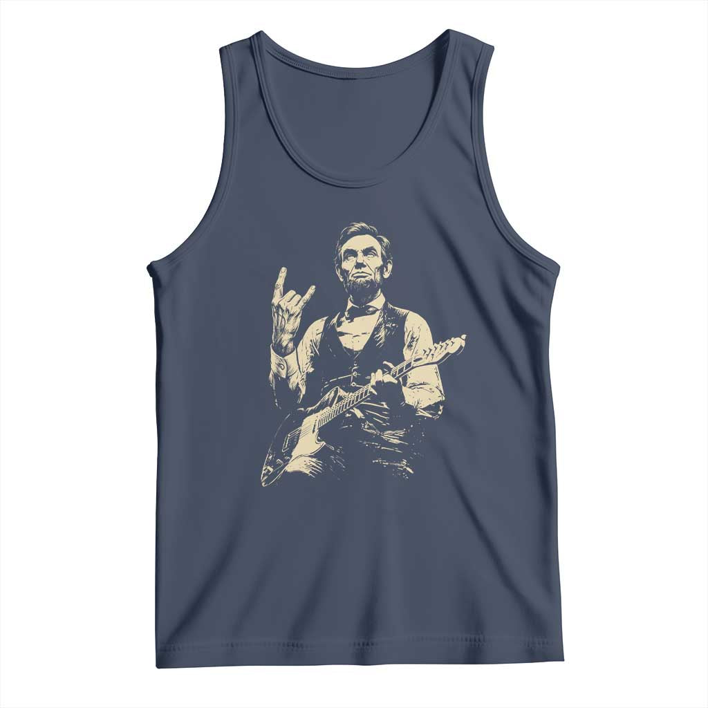 Rock And Roll Abraham Lincoln Playing Guitar Tank Top Vintage Patriotic Music Gift
