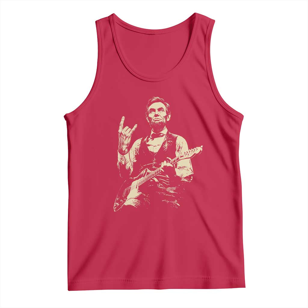 Rock And Roll Abraham Lincoln Playing Guitar Tank Top Vintage Patriotic Music Gift
