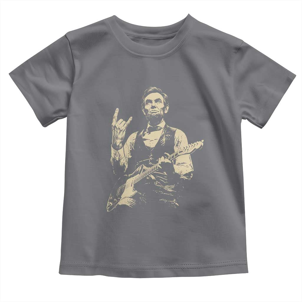 Rock And Roll Abraham Lincoln Playing Guitar Toddler T Shirt Vintage Patriotic Music Gift