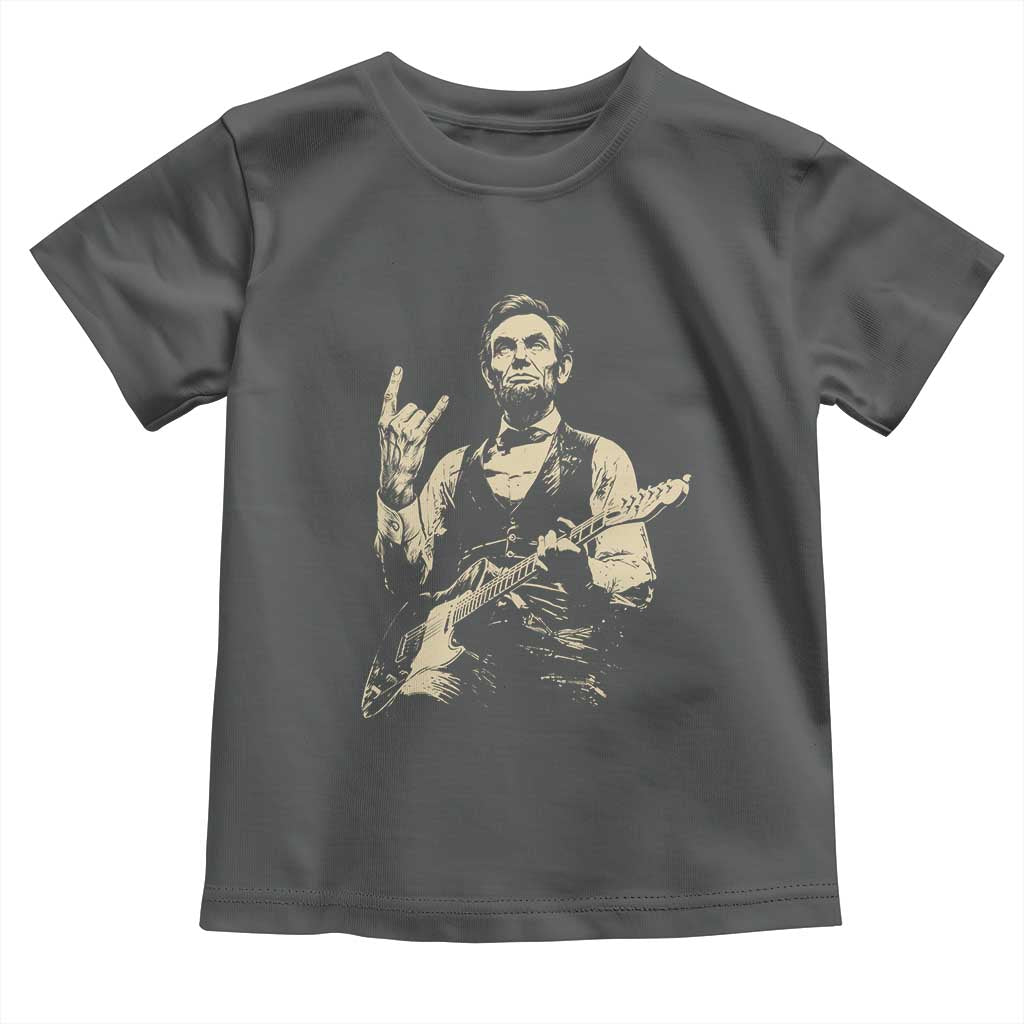Rock And Roll Abraham Lincoln Playing Guitar Toddler T Shirt Vintage Patriotic Music Gift