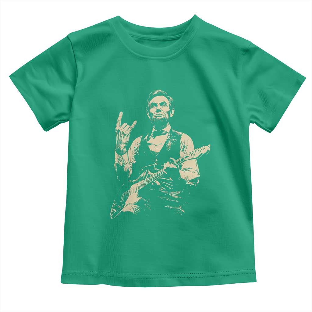 Rock And Roll Abraham Lincoln Playing Guitar Toddler T Shirt Vintage Patriotic Music Gift