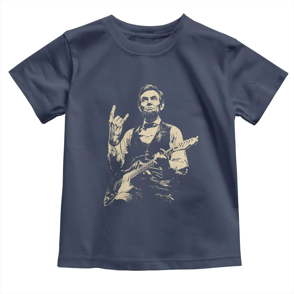 Rock And Roll Abraham Lincoln Playing Guitar Toddler T Shirt Vintage Patriotic Music Gift