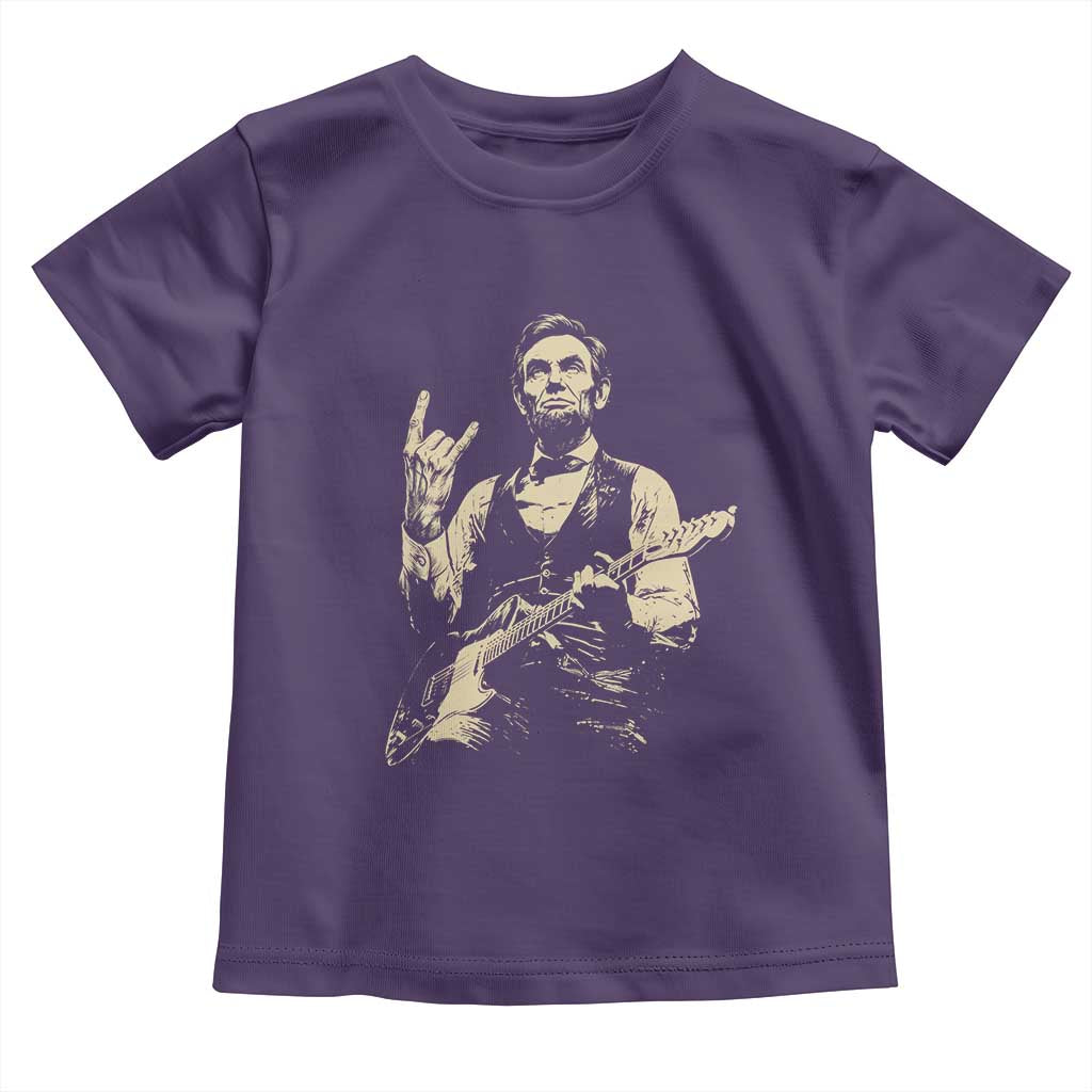 Rock And Roll Abraham Lincoln Playing Guitar Toddler T Shirt Vintage Patriotic Music Gift