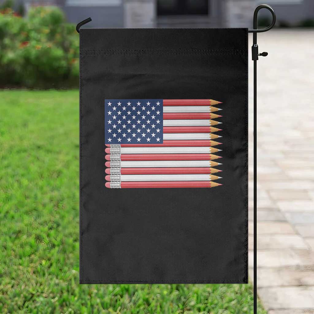 Pencil Stripes USA Flag Garden Flag Proud American Teacher Graduation Gift